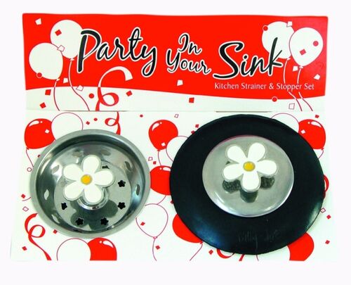 White Daisy Strainer & Stop. Set